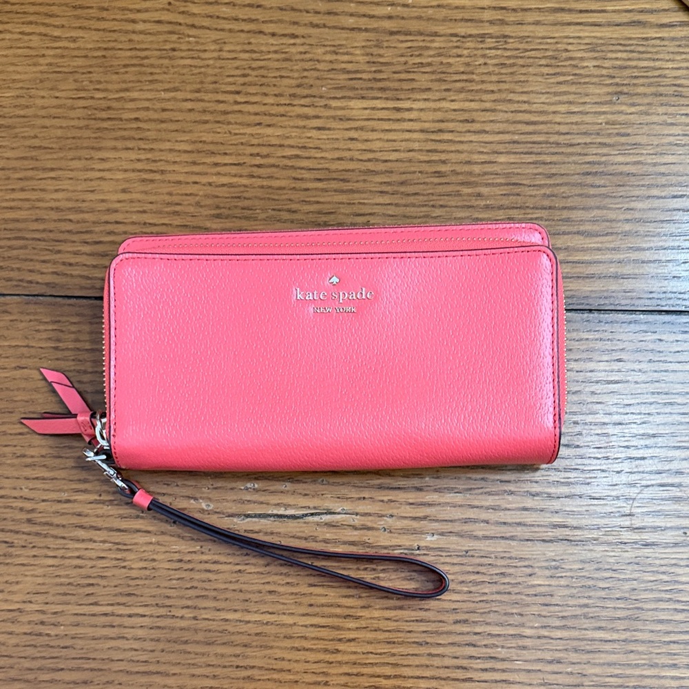 Kate Spade Coral Leather Wristlet